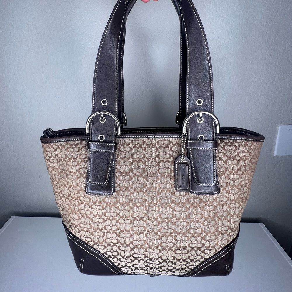 Brown Vintage Coach tote bag.